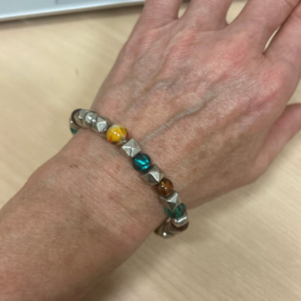 Jewel Tone Beaded Stretch Bracelet